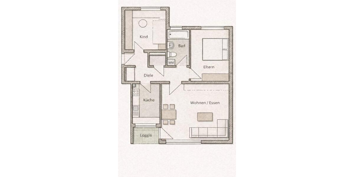 Etagenwohnung Kaiserslautern Bahnheim - 3 Zimmer, 74 m&sup2;, 219.000&euro; | Angebot:26831418