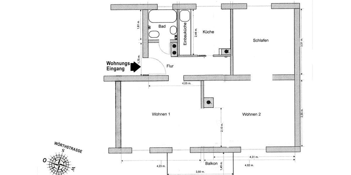 Etagenwohnung Kaiserslautern Engelshof - 2 Zimmer, 60 m&sup2;, 600&euro; | Angebot:26696685