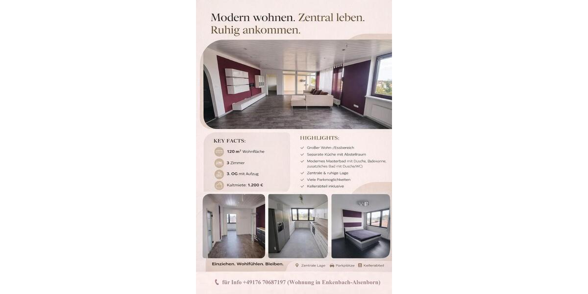 Etagenwohnung Enkenbach-Alsenborn Alsenborn - 2 Zimmer, 50 m&sup2;, 680&euro; | Angebot:24763649