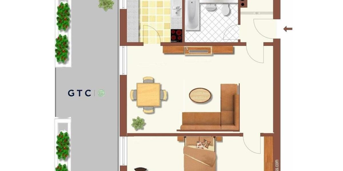 Etagenwohnung Kaiserslautern Bahnheim - 2 Zimmer, 50 m&sup2;, 425&euro; | Angebot:26317962