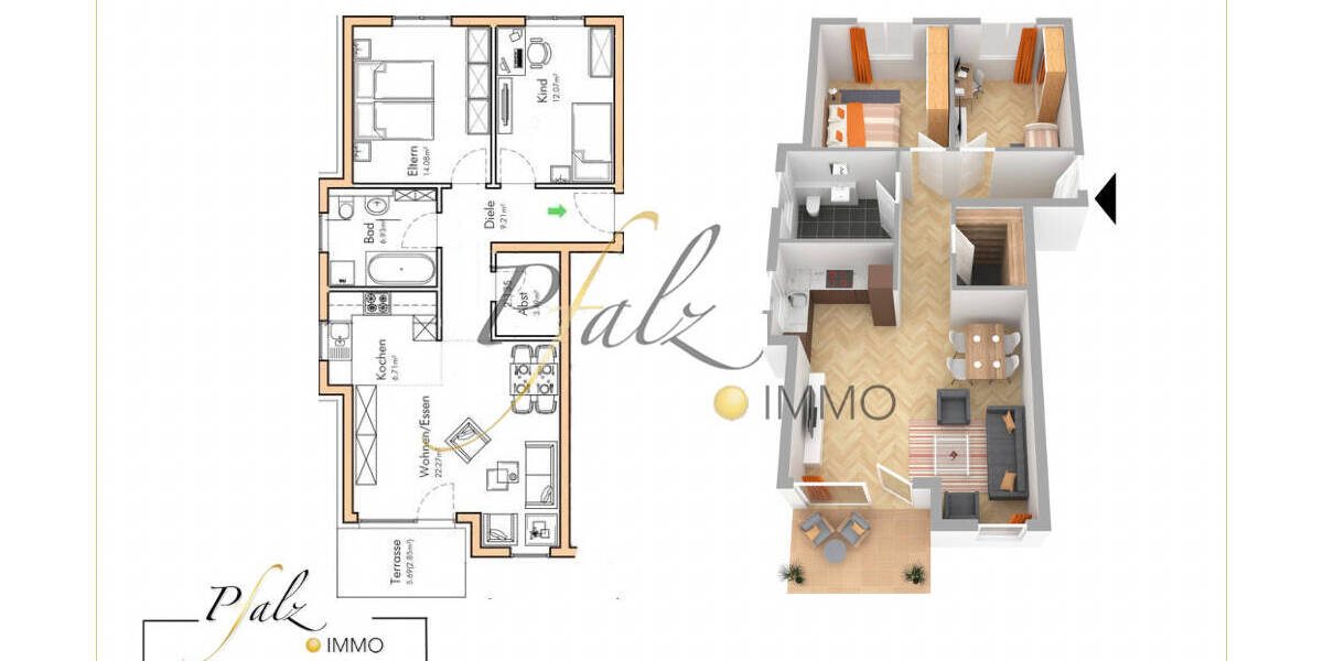 Etagenwohnung Pirmasens Innenstadt - 3 Zimmer, 78 m&sup2;, 277.500&euro; | Angebot:22046514