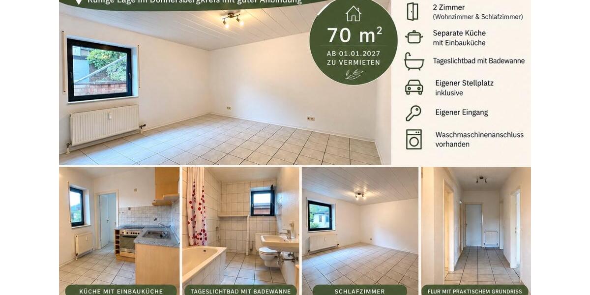 Erdgeschoßwohnung Gaugrehweiler - 2 Zimmer, 70 m&sup2;, 550&euro; | Angebot:27604678