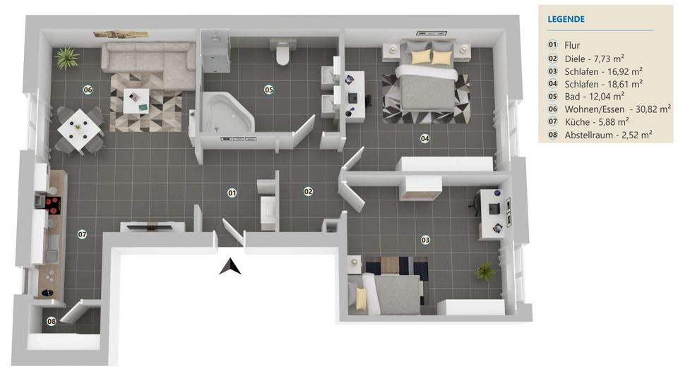 Etagenwohnung Kaiserslautern Bahnheim - 3 Zimmer, 88 m&sup2;, 820&euro; | Angebot:25958950