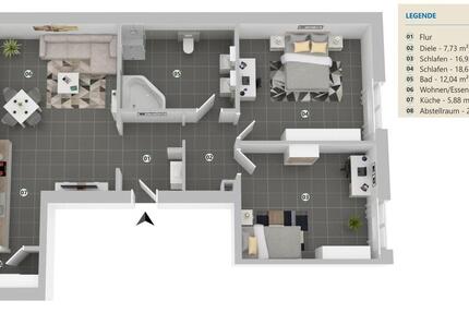 Wohnung Kaiserslautern Bahnheim - 3 Zimmer, 88 m&sup2;, 860&euro; | Angebot:25958950