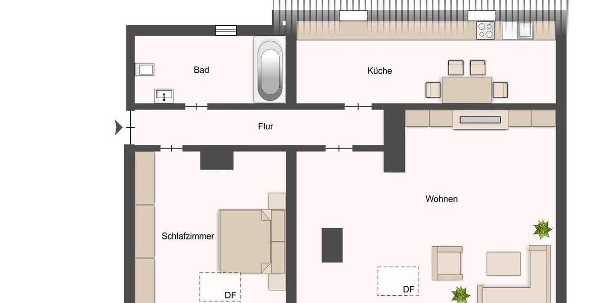 Etagenwohnung Kaiserslautern Innenstadt - 2 Zimmer, 51 m&sup2;, 85.000&euro; | Angebot:26487755