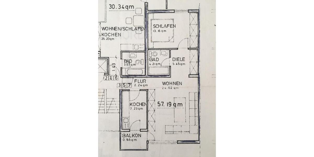 Etagenwohnung Kaiserslautern Betzenberg - 2 Zimmer, 57 m&sup2;, 165.000&euro; | Angebot:26294812