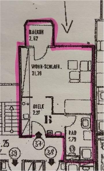 Etagenwohnung Kaiserslautern Bahnheim - 1.5 Zimmer, 36 m&sup2;, 89.000&euro; | Angebot:24850970
